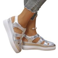 Sandalias de tacón inclinado informales con velcro para mujer, suela gruesa grande, novedad de verano 2024 - details 0