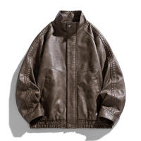 Abrigo a prueba de viento con solapa Retro a la moda para hombre, nueva chaqueta de cuero sólido holgada sencilla, Tops informales cómodos y versátiles para otoño e invierno - details 1
