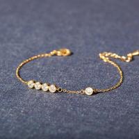 Pulsera de estilo Simple de moda para mujer con circonita redonda de cinco puntos de plata pura vendedora caliente - details 1