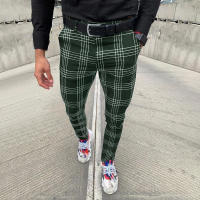 Pantalones casuales a rayas a cuadros grandes para hombres, leggings de moda - details 12