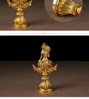 Rueda de aleación de cobre pintada tántrica tibetana, combinación de siete tesoros, tamaño de adorno decorativo - details 6