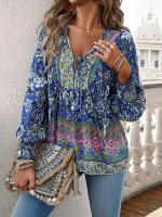 Blusa camisa floral rosa para mujer, top suelto de manga larga, ropa de calle, traje de oficina, ropa de mujer para otoño y primavera - details 16