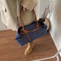 Bolso de hombro vaquero con cierre de cerrojo Simple, bolso elegante Vintage de gran capacidad para axila, bolso de mano informal de PU elegante para mujer - details 7