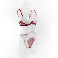 Lencería Sexy De Contraste Negro Y Blanco Conjunto De 2 Piezas Translúcido Con Bordado En Forma De Corazón Y Lazo Sujetador Y Brief Para Mujer - details 24