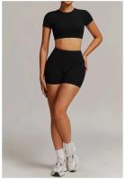Conjunto de Gimnasio Yoga UDS para Mujeres Ropa de Entrenamiento de Manga Corta, Camisón Largo, Monos de Camping PIESS, Shorts de Correr - details 9