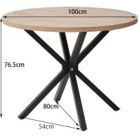 Comedor con Mesa Redonda de 100 cm y 4 Sillas Tapizadas, Conjunto de Mesa y Sillas de Comedor para Comedor, Cocina y Salón (Madera Clara+Marrón Claro (PU)) - details 5