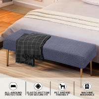 Funda elástica de Jacquard para banco de comedor, funda extraíble antipolvo para sala de estar, Protector de asiento de banco lavable - details 1