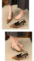 Nuevo nicho retro de gama alta con estampado de leopardo tacones altos temperamento elegante tacón fino sandalias puntiagudas - details 1