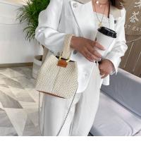 Bolso de cubo de paja para mujer, bandolera de playa Simple, de gran capacidad, a la moda - details 7