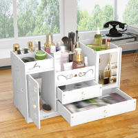 Organizador de cosméticos de 2 cajones, caja de almacenamiento de escritorio de PVC, para maquillaje y joyería - details 5