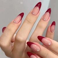 Set de Uñas Falsas para Mujeres de 24 Piezas Tamaño Medio, Borde Francés, Piedra Uster, Arte de Uñas Simple y Multifuncional - details 0