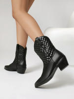 Nuevas botas de mujer occidentales botas cortas botas cortas de cabeza cuadrada retro de tacón grueso para mujer - details 8