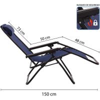 2 sillas, Tumbonas Gravedad Cero reclinables con Bloqueo Seguridad Tejido Oxford y Acero 95x65x106 cm, Hamacas jardín con cojín (Azul) - details 1