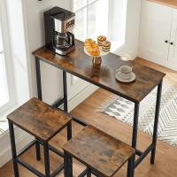 Juego de Mesa y Taburetes de Bar, Mesa de Desayuno con 2 taburetes, Marco de Acero, Industrial, Marrón Rústico y Negro Tinta LBT218B01 - details 5