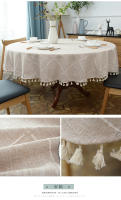 Mantel redondo de lino y algodón a cuadros, cubierta de mesa para comedor interior, cocina, decoración al aire libre, boda, Hotel, banquete - details 10