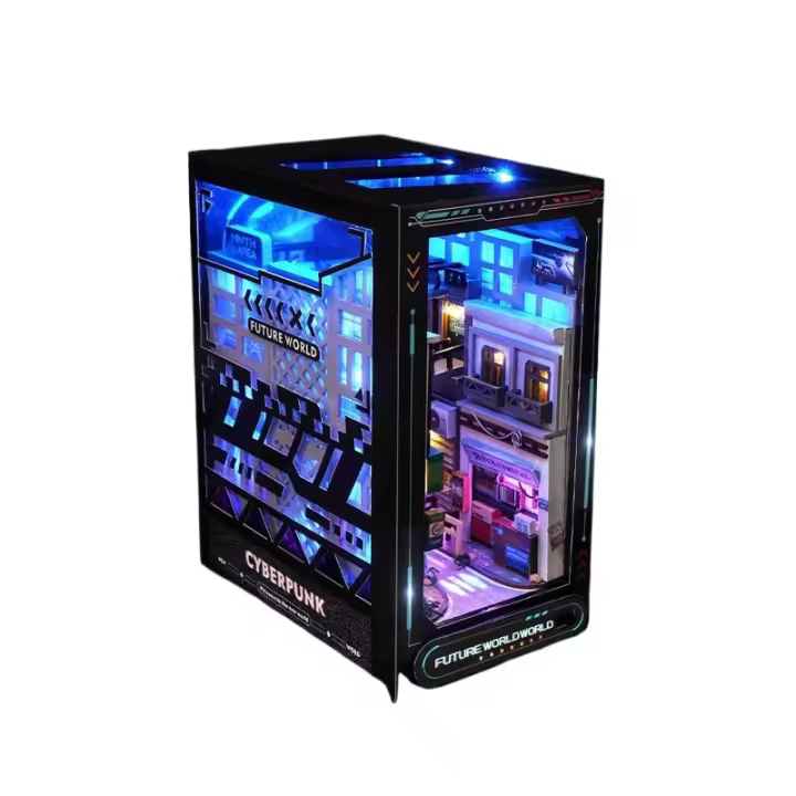 Kit de libro Nook para adultos, manualidades de decoración de inserción de estantería para adolescentes, Halloween, rompecabezas de madera 3D, sujetalibros (en un futuro cercano) - 1