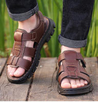 Sandalias informales impermeables para hombre, zapatos transpirables de cuero, antideslizantes, para playa y exterior, Verano - details 1