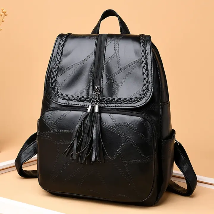 Mochila para mujer, bolso escolar, bolso de hombro de viaje impermeable negro clásico, mochila multifunción para mujer - 1