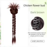 Peluca con moño de flores sintéticas, extensiones de cabello con Clip, trenza torcida, cola de caballo, moño rizado Natural y esponjoso - details 10
