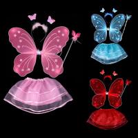 Faldas de tutú de hadas coloridas para niños, conjuntos de disfraces de princesa, diadema de varita, ropa de alas de mariposa - details 1