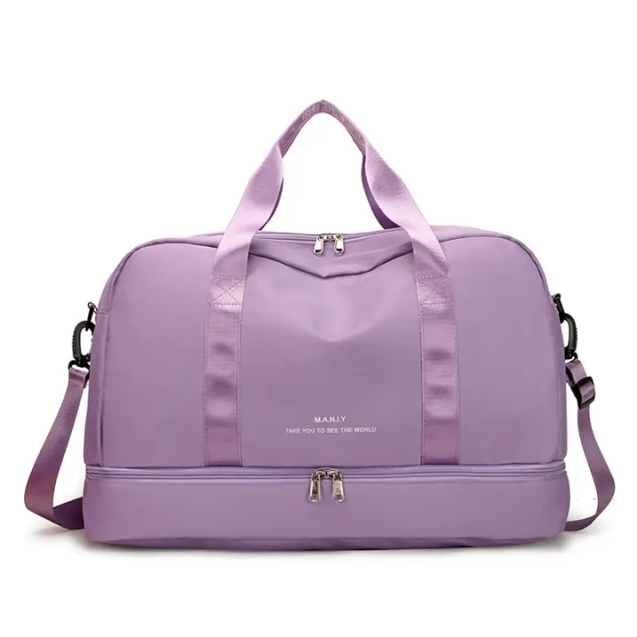Bolsa de viaje de color sólido para mujer, bolsa de viaje de gran capacidad para el fin de semana, bolsa de gimnasio deportiva, bolsa atlética, bolsa de viaje para mujeres y niñas, día de San Valentín, regalo - 1