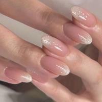 24 UDS francés Simple INS borde blanco Color desnudo punta falsa almendra Stick chica parche herramienta de uñas - details 5