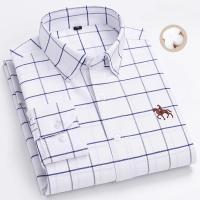 hombre manga larga ropa hombre S~7XL 100% algodón puro Camisa giratoria Oxford de manga larga para hombre Ocio de negocios Bolsillo bordado Slim Fit Estilo de botón Suave Med - details 48