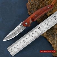 Cuchillo De Hoja Forjada De Damasco Plegable Para Camping Y Sobrevivencia Multifuncional EDC Cuchillo De Bolsillo De Emergencia - details 1
