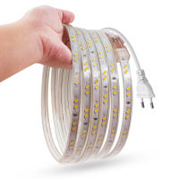 Tira de luces LED SMD5730 de 220V, cinta de 68LEDS/M, impermeable para exteriores, con enchufe europeo, blanco frío y cálido - details 0