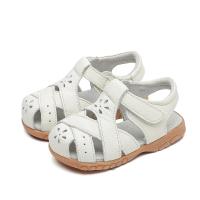 Sandalias planas de piel auténtica con punta cerrada para niños y niñas, zapatos de verano, suaves - details 0