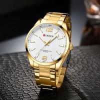 Reloj de cuarzo de negocios de moda simple de acero inoxidable negro dorado Sier de lujo premium CURREN 8434 para hombre - details 11