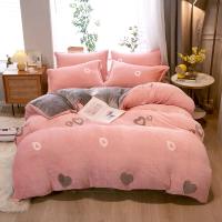 Sábana de Terciopelo Cálido Coral para Invierno con Estampado de Flor Hueso de Couette Suave y Grueso 240x220 - details 6