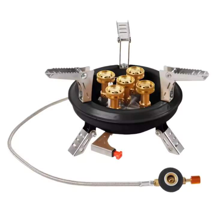 Estufa de Acero Inoxidable Portátil BRS-201A Estufa de Cinco Núcleos para Acampar y Barbacoa al Aire Libre - 1
