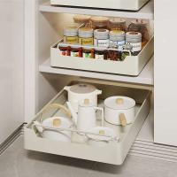 Retráctil con rieles deslizantes sin instalación, caja de especias para cocina, estante de almacenamiento, organizador de gabinetes - details 1