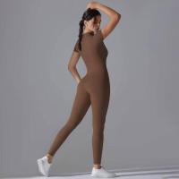 Body de yoga para mujer, ropa moldeadora deportiva de manga corta, traje de gimnasio de una pieza, nailon de color sólido - details 3