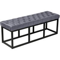 Banqueta En Estilo Velvet con Base Metálica Cuadrada I Banco Decorativo, Color:Verde Claro, Tamaño:150 cm - details 41