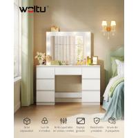 Tocador de Maquillaje con Espejo de Luz LED, Iluminación Regulable, con 7 Cajones, Tocador de Dormitorio con Espacio de Almacenamiento, 110x39,5x140,5 cm, Blanco, MB6099ws - details 7