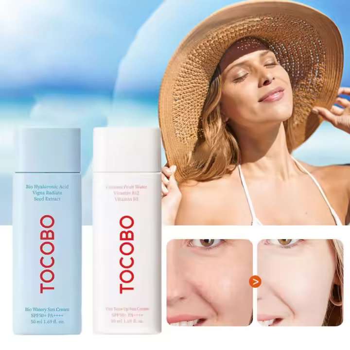 Corea Tocobo cuidado de la piel algodón suave protector solar SPF 50 + esencia de sentido del agua protector solar Control de aceite refrescante no graso hidratar - 1
