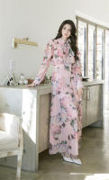BGTEEVER-vestido de gasa con estampado Floral para mujer, traje elegante de manga larga con cuello de lazo, cintura ajustada, primavera y otoño - details 2