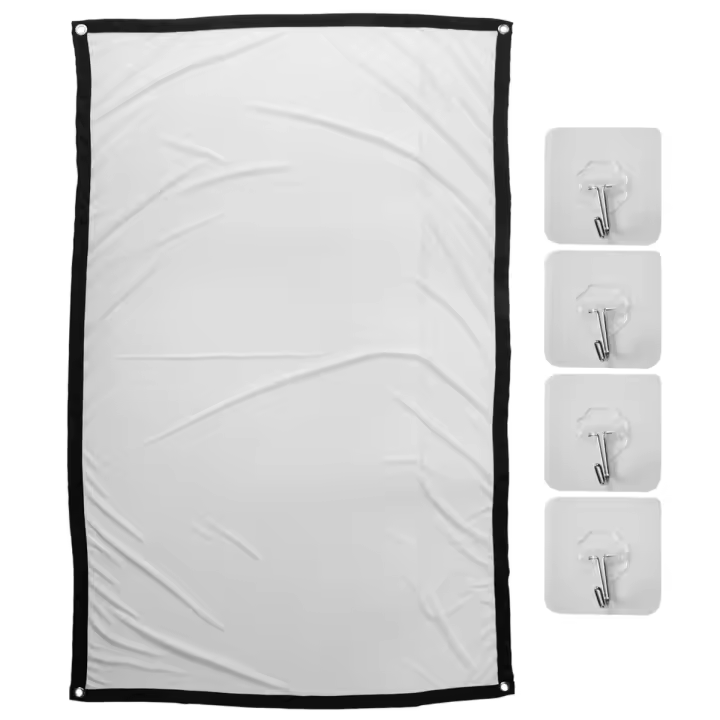 Pantalla de proyector portátil para cine en casa al aire libre, HD, blanco, plegable, antiarrugas (60 pulgadas) - 1
