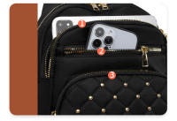 Mochila de moda con remaches para mujer, pequeña mochila de trabajo, bolso de hombro pequeño, mini mochila de viaje para mujer, bolso antirrobo - details 12