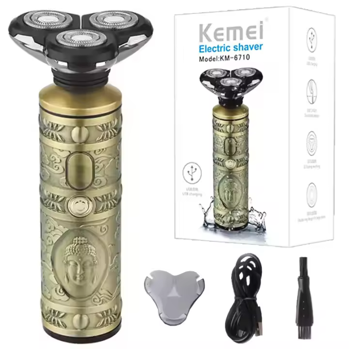 Kemei-6710 Professional Waterproof Electric Shaver 3D Men's Wet Dry Electric Beard Shaver Rechargeable Shaver - 1