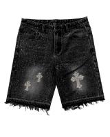 Jeans Sueltos de Cintura Gimnasia Retro Mezcla de Diamantes de Imitación Cruzada - details 0