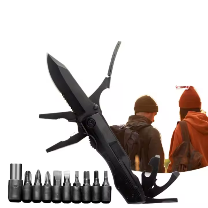 1 cuchillo de bolsillo multiherramienta cuchillo táctico con hoja sierra alicates destornillador abridor de botellas cuchillo plegable de acero inoxidable perfecto para hombres camping emergencia uso diario al aire libre - 1