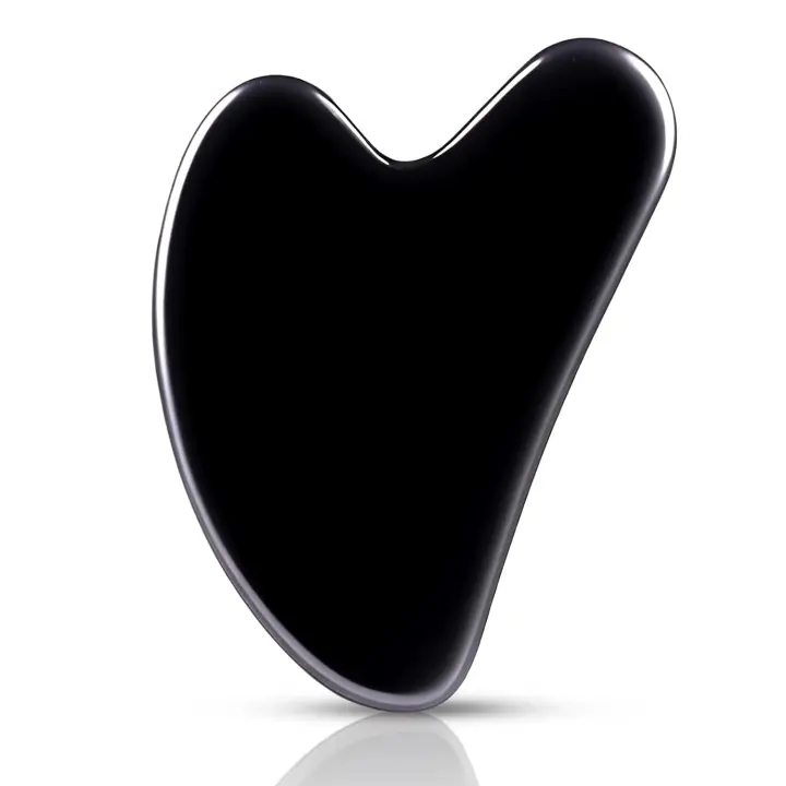Scttomon Herramientas Faciales Gua Sha de Obsidiana Natural Autocuidado de la Piel Doble Papada y Mandíbula - 1