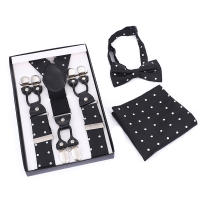 Juego de 3 piezas Elegante Conjunto Tirantes Pajarita Hombre En Forma de Y Elástica y Ajustable 6 Clips Metálicos - details 4