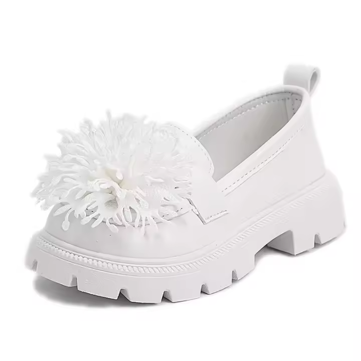 Zapatos informales de cuero para niña, zapatos planos sin zapatos para la escuela, color negro, para vacaciones, primavera y otoño, hermosa bola de piel, 2025 - 1