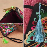 Cartera de Mujer de Lujo con Diseño de Flores y Bolsillo para Teléfono Envelope Vintage Cartera de Mano con Bolsillos para Tarjetas - details 10