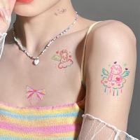Pegatinas de tatuaje temporal dulces a prueba de agua, pegatina de arte corporal rosa nube INS, calcomanías de tatuaje de maquillaje de mariposa para piernas - details 0