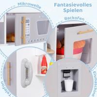 AuAg Juego de cocina de madera para niños pequeños, regalo de cocina de juguete para niños y niñas, juego de cocina, estufa y dispensador de agua con sonido - details 9